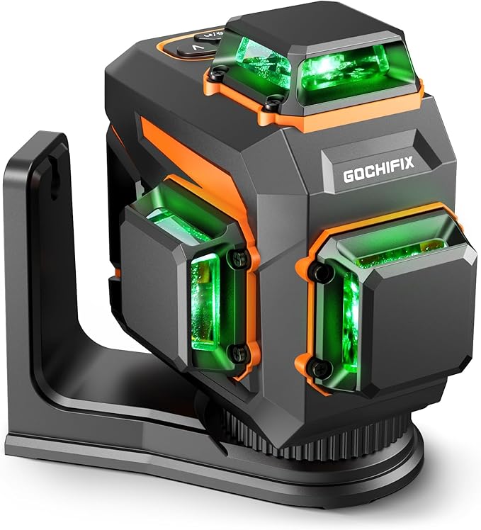 Laser Level 360 Self Leveling Green Line Laser Level Tool Wall Suction Stand Receiver 100ft Line Laser for Picture Hanging Outdoor Rechargeable Battery,3x360