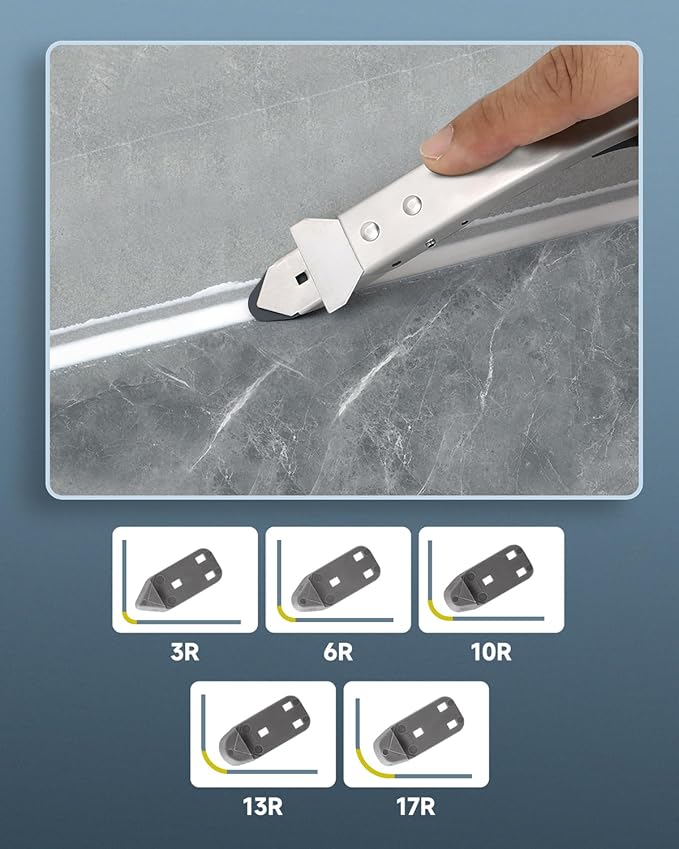 Caulking Tool Kit, Stainless Steel Caulk Remover Tool, 4 in 1 Grout Removal Tool for Bathroom, Kitchen, Floor, Window, Sink Joint, Frames Seal