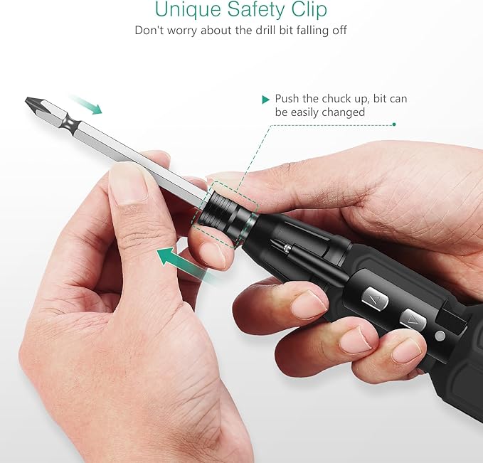 ORIA Electric Screwdriver Cordless, Rechargeable Power Screwdriver Set, Portable Repair Screwdriver Kit with LED Lights, Charging Cable, Bit Holder for Electronics, Toys, Glasses, Black