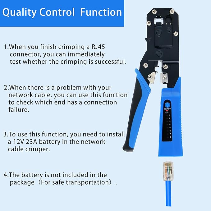 RJ45 Crimp Tool Kit All-in-One Ethernet Crimper Cat6 Cat5 Cat5e Crimping Tool with Network Cable Tester, 50-Pack Cat5e RJ45 Connector, 50-Pack Connector Boots