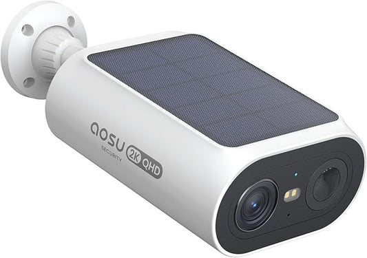 AOSU Solar Security Cameras Wireless Outdoor, 2Mins DIY Installation 2K Color Night Vision Cameras for Home Security, Compatible Homebase Only