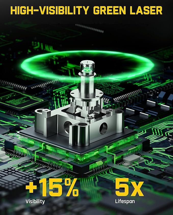 Fanttik D16 APEX Professional Laser Level 4 x 360°, 16 Lines Self-Leveling Cross Line Laser with LED Screen for Construction, 5200 mAh Battery Rechargeable, Magnetic Support and Shoulder Bag