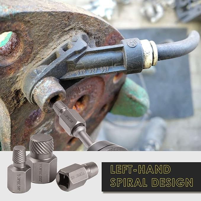 Topec 25Pcs-Double Head Screw Extractor Set, Newest Version 3/8” Drive 2-in-1 Functional Easy Out Bolt Extractor Set, Premium CR-MO Steel Rounded Bolt Remover