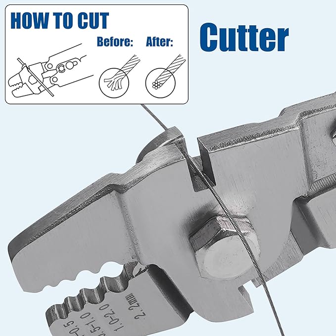 Fishing Crimping Pliers Crimp Sleeves Set,Wire Rope Crimping Tool Kit Heavy Duty Wire Leader Rope Crimper Plier 4 Size Crimping
