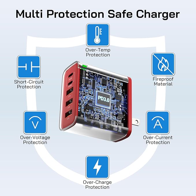 2Pack USB C Fast Charger Block, 60W 5-Port USB C Wall Charger 30W Type C Charging Block, 2USB C+3USB A PPS/PD 3.0 Multiport Charging Cube for iPhone 16 15 14 13 Pro Max,for Galaxy S25 S24 Ultra, i Pad