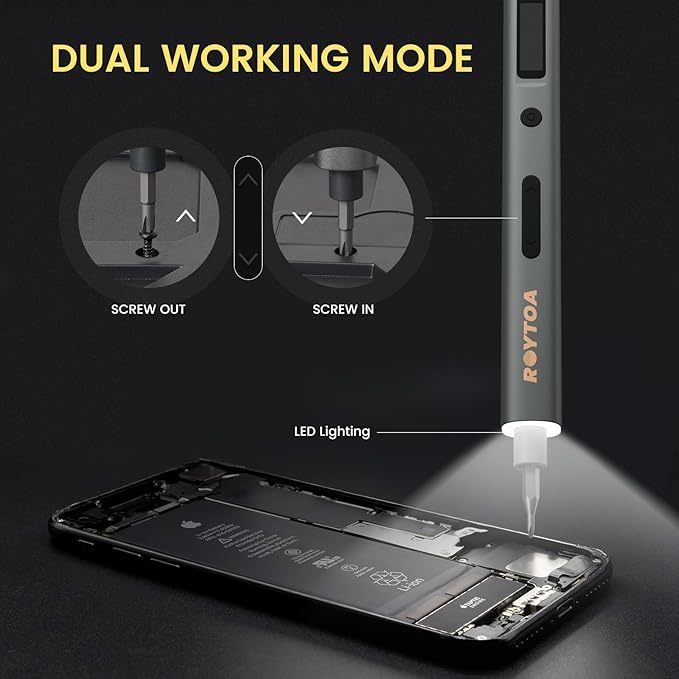 Mini Electric Screwdriver Set 3.7V, Precision Electric Screwdriver Cordless 80-in-1, 4 Torque Settings, 60 S2 Metal Bits, Magnetic Storage, Repair Tool for Electronics Watch Laptop Clocks Cameras