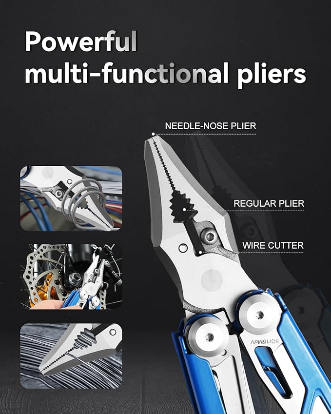 MINI Multitool Pliers,14-In-1 Survival Gear For Outdoor,Home,And Auto RepairBirthday Christmas Gifts For Men Boyfriend Dad Husband(Blue)