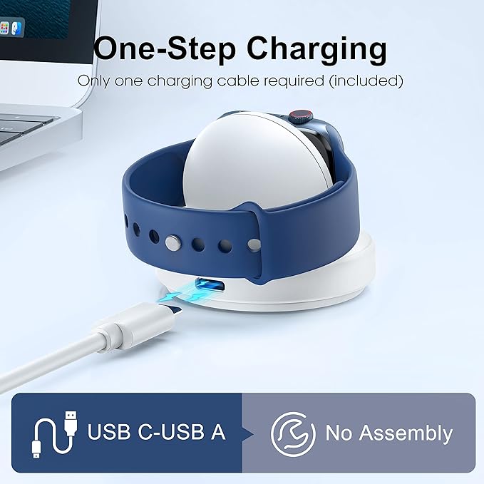 Charging Stand for Apple Watch, Magnetic Wireless Portable Watch Charger Stand with Charging Cord&Adapter Compatible with iWatch Series 10 9 8 7 SE 6 5 4 3 2/Ultra 2, Supports Nightstand Mode-White