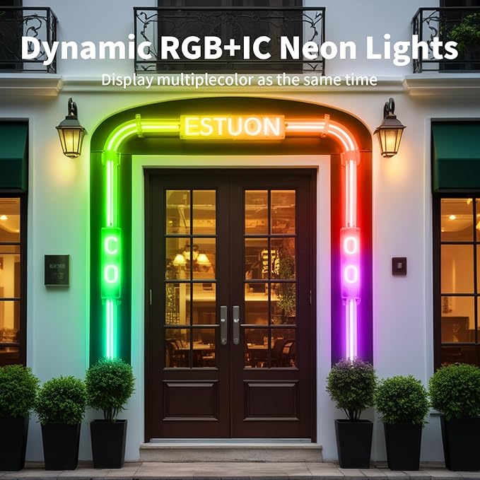 iNextStation 6.56ft Neon LED Strip Lights, Smart IC RGB LED Neon Rope Lights with App and Remote Control Timer, Waterproof Music Sync Color Changing LED Lights for Bedroom Room Décor
