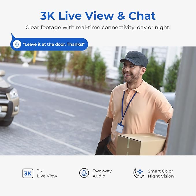 IMILAB EC6 3K Plug-in Security Camera Outdoor: Camera for Home Security w/Spotlight 360° Rotating Surveillance, Auto-Tracking Frontdoor/Backyard Cam, 2.4Ghz WiFi, 24/7 Recording, No Monthly Fee