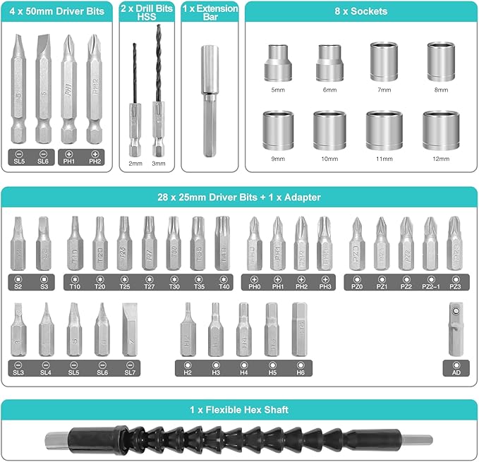 Small Electric Screwdriver, 3.7V Rechargeable Cordless Screwdriver with LED Light, Electric Screwdriver Kit Includes 45pcs Bit Set, USB Charging Cable, Carrying Case