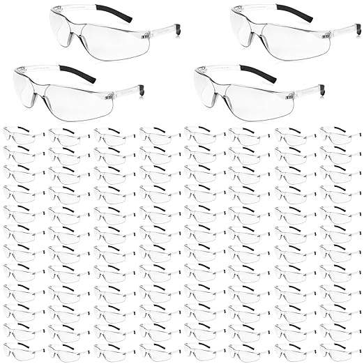 Clear Safety Glasses Bulk of 100 ANSI Z87.1 Protective Eyewear Scratch-Resistant for Work, Lab, Construction