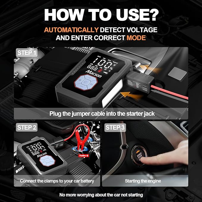 Jump Starter with Air Compressor, 150PSI Tire Inflator 1500A Portable Car Jumper Starter Battery Pack(Up 7.5L Gas/5.5L Diesel Engine), 12V Battery Charger Booster with 6 Modes Flashlight