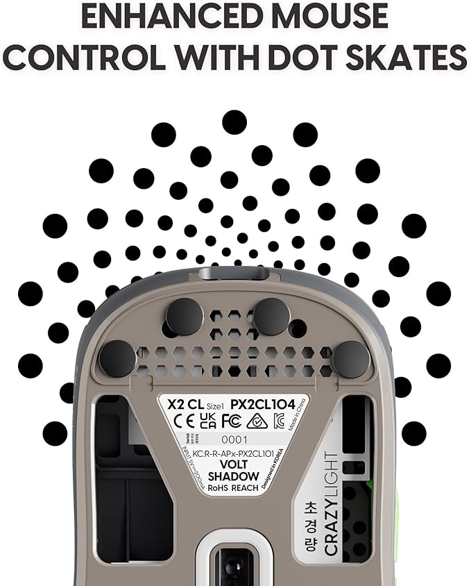 Pulsar Gaming Gears X2 Crazylight Wireless Gaming Mouse, Ultra Lightweight 1.23 oz (35g), Optical Switch, 32000 DPI, 750 IPS, XS-1 Sensor, 8k Compatible (Volt Shadow)