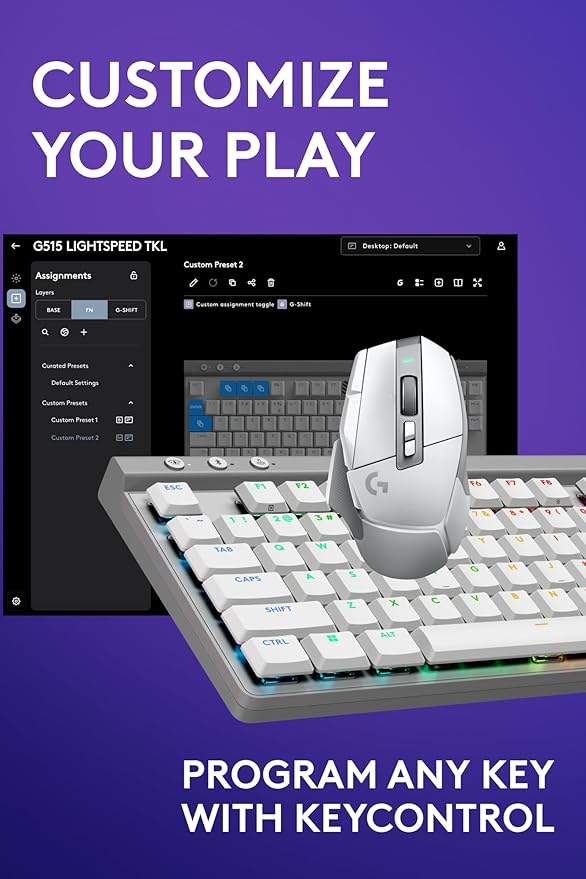 Logitech G502 X LIGHTSPEED Wireless Gaming Mouse & G515 LIGHTSPEED TKL Wireless Gaming Keyboard, Fully Programmable RGB Low-Profile Keyboard & Mouse Combo PC/Mac - White