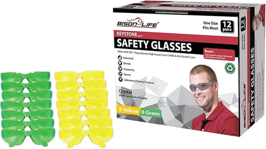 BISON LIFE Keystone Color Lens Safety Glasses | Anti Scratch | Impact Resistance | ANSI Z87.1 Standard | UV 400 Protection