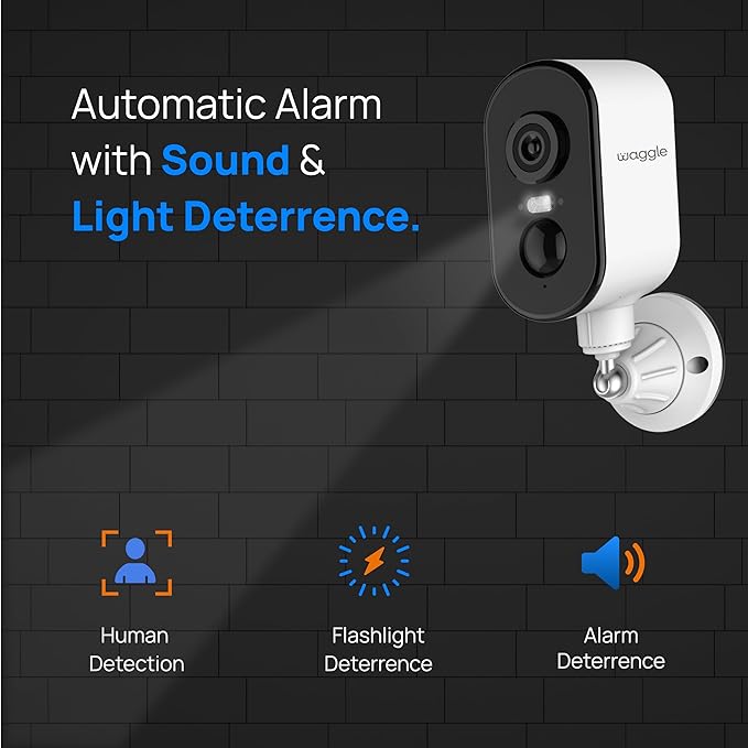 Waggle Pack of 2 4G LTE Security Camera | No WiFi? No Problem | Built-in SIM | Works Anywhere Indoor/Outdoor | 2K HD + 9000mAh Battery | 2-Way Talk, Night Vision & Siren Alarm! - Subscription Required