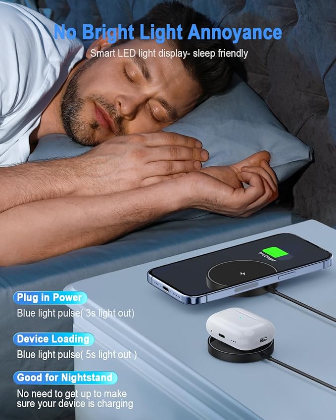 Magnetic Wireless Charger Compatible with iPhone 16/15 Pro Max/15 Pro/15/15 Plus/14/13/12 Series, Fast Chargering Upgraded Mag-Safe LED Charging Pad with 20W Type-C Adapter (Black)