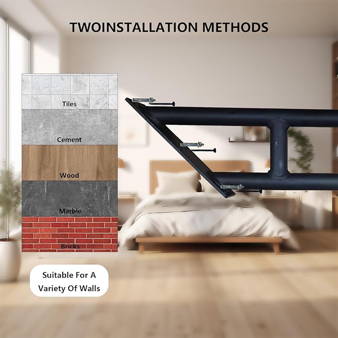 Wall Mounted Railings with White Matte Finish for 1-3 Steps,Stair Railing Safety Grab Bar with 2 Anti-Skid Crossbar for Garage, Porch, Garden, Yard (White Bent 1 Pack)