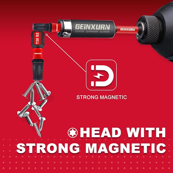 30Pieces 2 In. T30 Impact Tough Magnetic Screwdriver Bit Set, #30 Torx Head Power Bits, S2 Alloy Steel Star Bits with 1Pc Impact Bit Holder and Storage M-Box