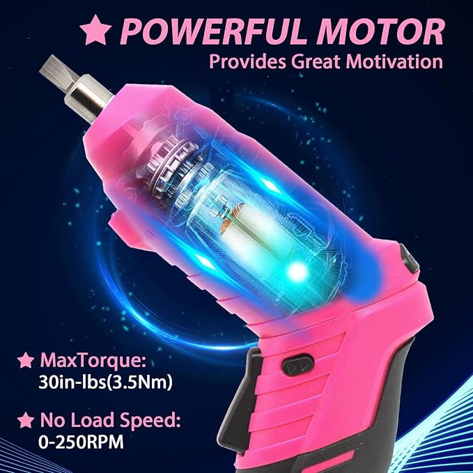 MQFORU Cordless Power Screwdriver Electric screwdrivers Rechargeable Set, Battery Powered Screwdriver Kit Including 47pcs Bits, Pivoting Handle and LED Lights Small Drills Cordless