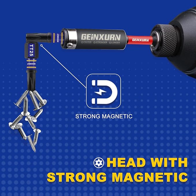 20Pieces 1 In. Impact Security Torx Screwdriver Bit Set, Magnetic Multi-Torx Head(T7-T40) Insert Bits, S2 Alloy Steel Star Bits with 1Pc Impact Bit Holder and Storage M-Box