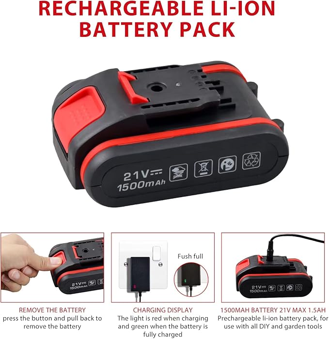 jar-owl 21V Max Cordless Drill/Driver Kit, Brushless, Tool Set with Drill and 112pcs Household Hand Tool Kit for Daily Home Repair, Red