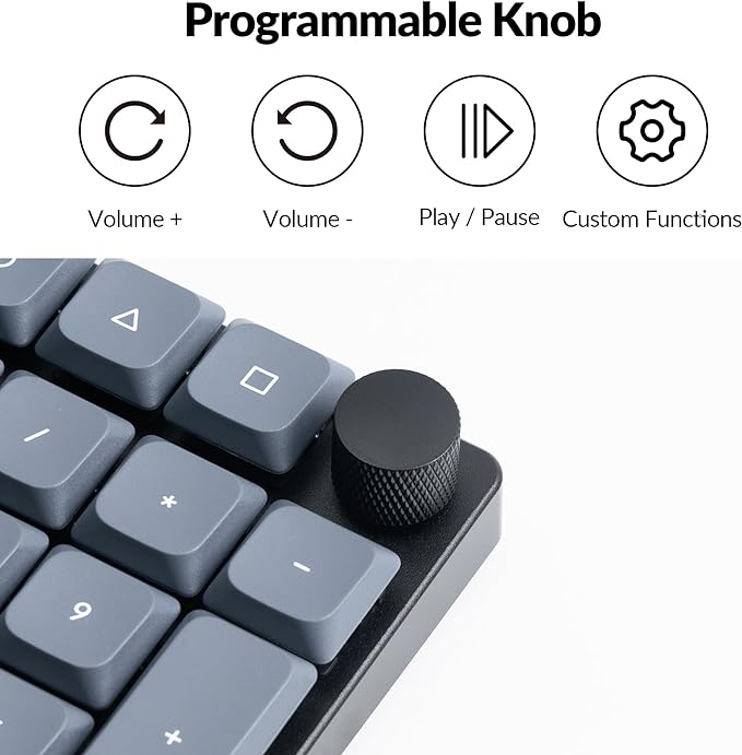 Keychron K17 Pro QMK/VIA Low-Profile Custom Wireless Mechanical Keyboard 96% Layout Programmable Knob Bluetooth/Wired White Backlight Compatible with Mac Windows Linux