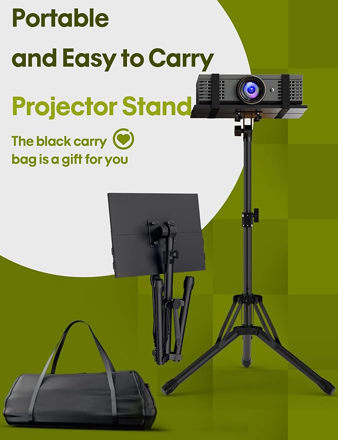 Projector Stand Laptop Tripod, Upgraded Portable Projector Stand Tripod Adjustable Height 26 to 56 Inch, Laptop Floor Stand with Mouse Tray for Room, Office, Podium, Outside, Studio, Dj Racks