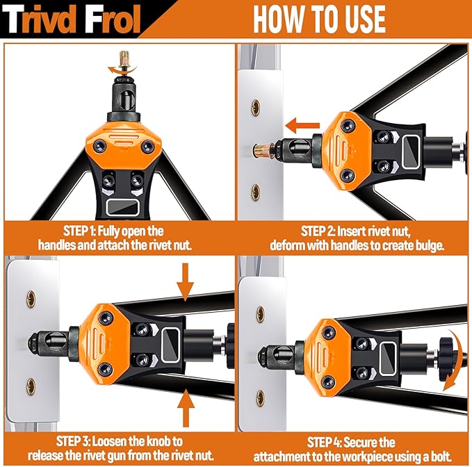 16" Rivet Nut Tool, Nutsert Rivet Nut Tool Kit with 15 Metric and SAE Mandrels, 281Pcs Rivet Nut Assortment Kit and Rugged Carrying Case