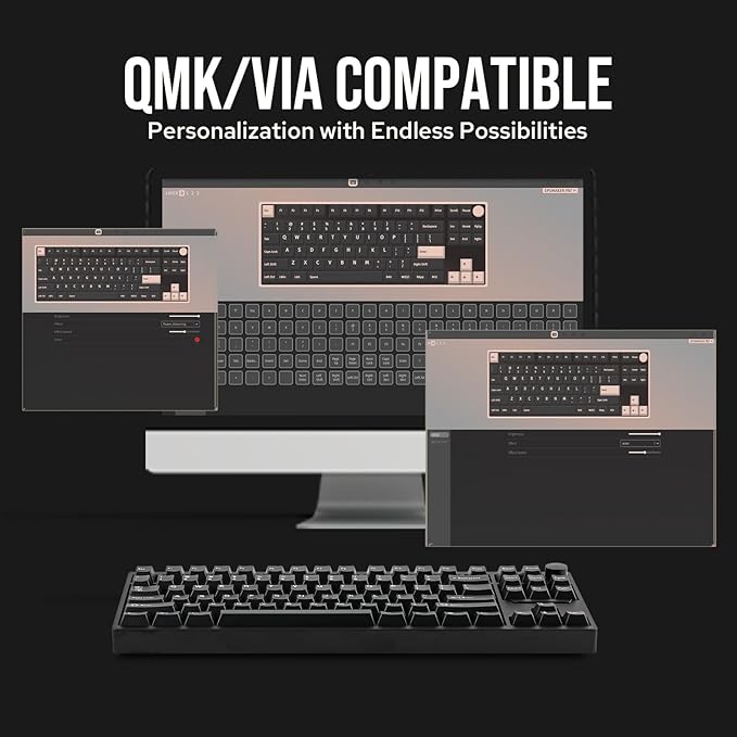 EPOMAKER P87 TKL Aluminum Wireless Gaming Keyboard, QMK/VIA Programmable, 87% Bluetooth/2.4Ghz/USB-C, with CNC Metal Knob and RGB Backlight (Black, Wisteria Linear Switch)