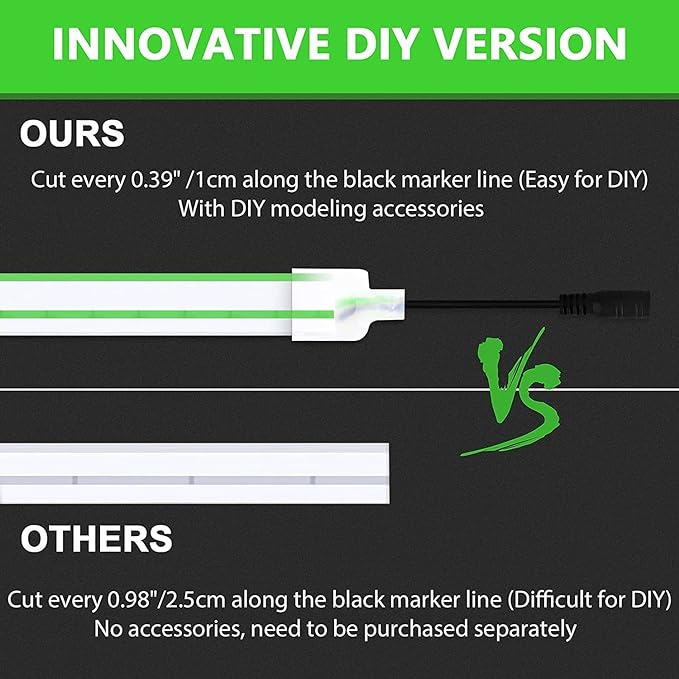 Lamomo LED Neon Lights, 16.4ft Green LED Strip Light, 12V 0.39In/Cut Silicone Waterproof Neon Rope Light, DIY Neon Sign for Bedroom Indoor Outdoor Decoration（Power Adapter not Included）