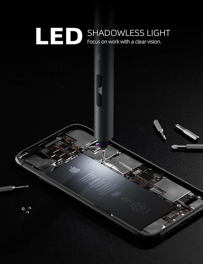 iFu Mini Electric Screwdriver, 90 in 1 Precision Screwdriver Set – Small Cordless Power Screwdriver with LED Light & 64 Magnetic Bits, Repair Tool for Phone Laptop Camera Watch Computer