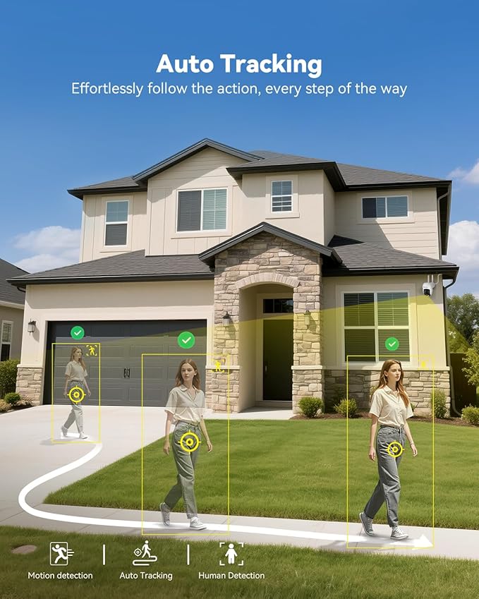 Jennov 5MP Wireless Security Camera System with Monitor – 8CH NVR Kit with 4 Outlet-Powered Cameras, 1TB HDD, Night Vision, Motion Detection, IP66, No Subscription, Home Surveillance Indoor/Outdoor