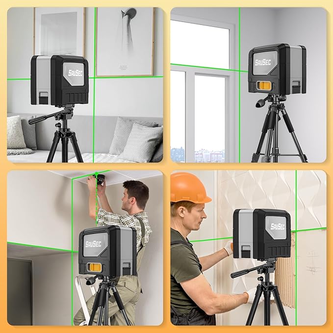 Laser Level with 2 Plumb Dot, Self-Leveling Cross Green Line Plumb Bob Laser Level with Vertical & Horizontal Line for Construction Layout & Plumbing - 9211G