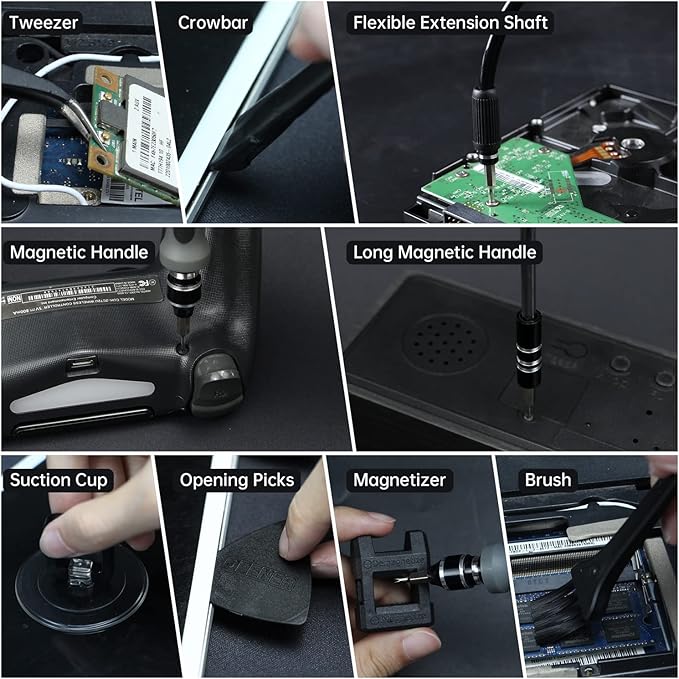 Precision Screwdriver Set, JAKEMY 142 in 1 Professional Electronics Repair Tool Multiple Screwdriver Bit Set with Working Rubber Mat for Laptop, Computer, Macbook, PC, iPhone, Phone, PS4, Xbox, Drone