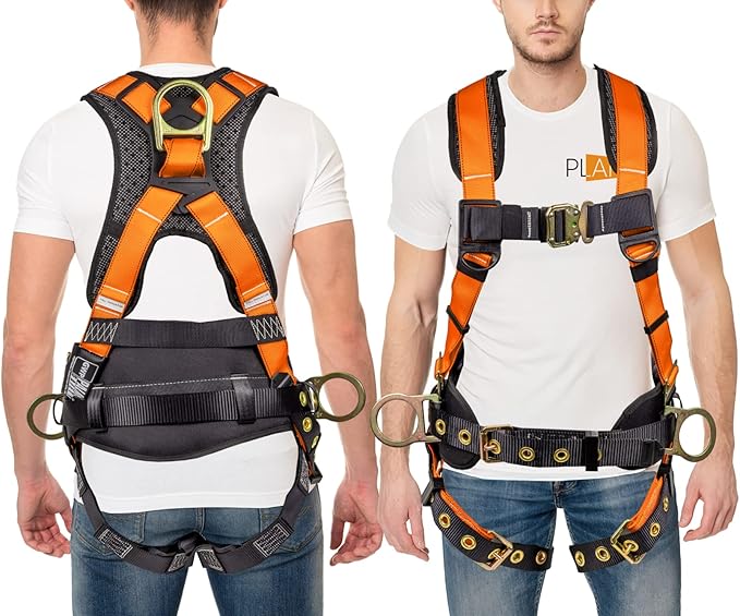 Palmer Safety Hammerhead 5pt Safety Harness Back Padded, QCB Chest, Tongue Buckel Legs Straps, Back & Side D-Rings