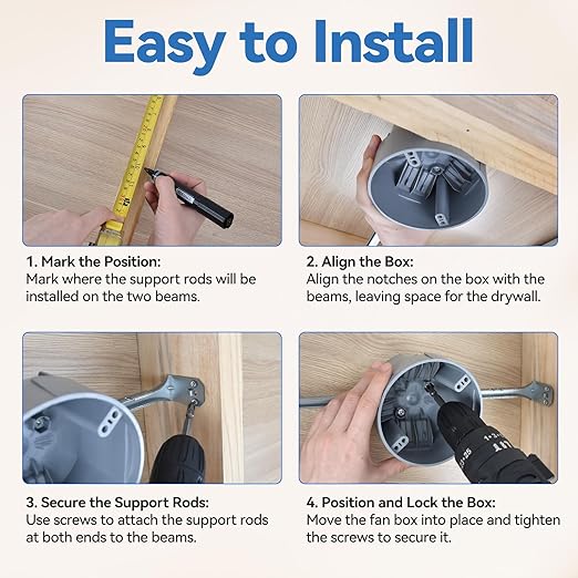 Ceiling Electrical Box with Adjustable Hanger Bar 14" - 23.5", New Work, 20 Cu.in, UL Listed, 24-Pack