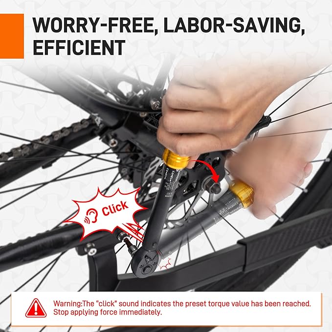 HENMI Bike Torque Wrench Set 1/4-inch Drive Click Torque Wrench Set, Dual-Direction Adjustable 72 Tooth Click Torque Wrench（2-24 Nm/17.7-212.5 in-lb ）