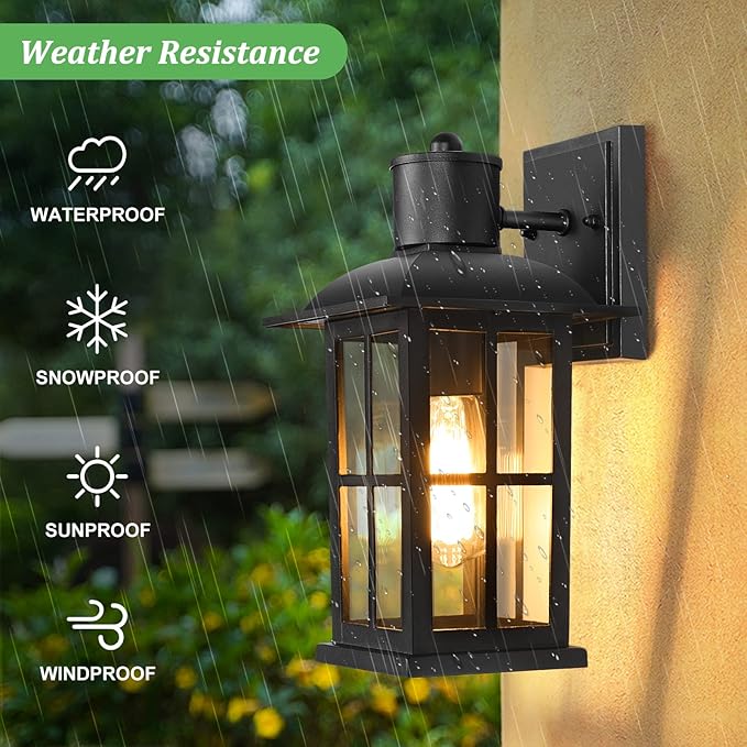 13in Outdoor Wall Lights, Anti-Rust 100% Aluminum Exterior Light Fixtures, Outdoor Wall Lanterns Sconce Lighting Matte Black, Outside Lights for House Wall Mount Porch Lights for Entryway Garage