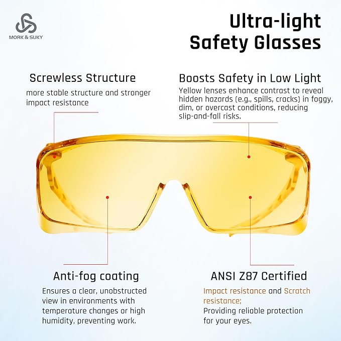 ANSI Z87.1 Safety Glasses Lightweight Anti Fog OTG Safety Goggles for Lab Industrial Shooting Woodworking Medical Dental