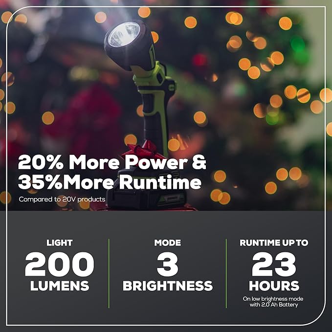 Greenworks 24V 4pcs Brushless Power Tool Combo Kit, 530 in-lbs 1/2" Drill Driver, 1950 in-lbs 1/4" Impact Driver,3000 SPM Reciprocating Saw,200 lumens Flashlight,2 * 2Ah Battery and Fast Charger