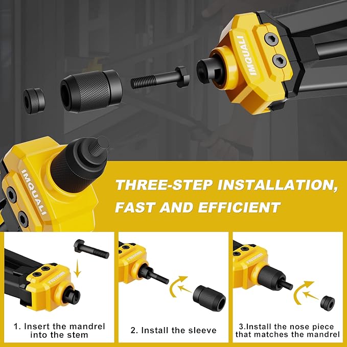 Rivet Nut Tool Rivet Nut Kit, 16" Rivnut Tool Kit with 13 Metric & SAE Mandrels Rivet Nut Assortment Kit with 130 Rivet Nuts, Hand Riveters Nutsert Tool Kit with Durable Blow Molded Case