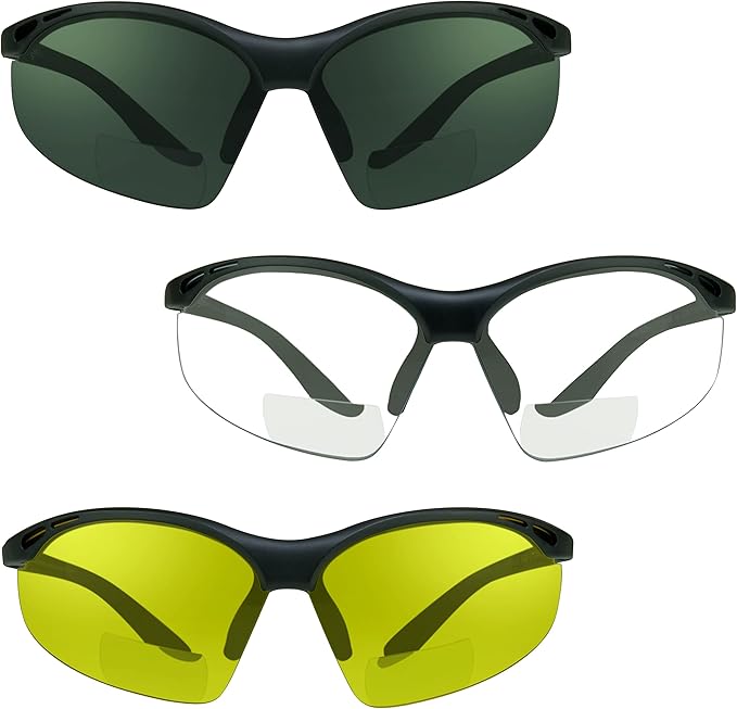 proSPORT Bifocal sunglass Safety Reader Z87 Wrap Around No Slip Grip +1.50 +2.00 +2.50 +3.00