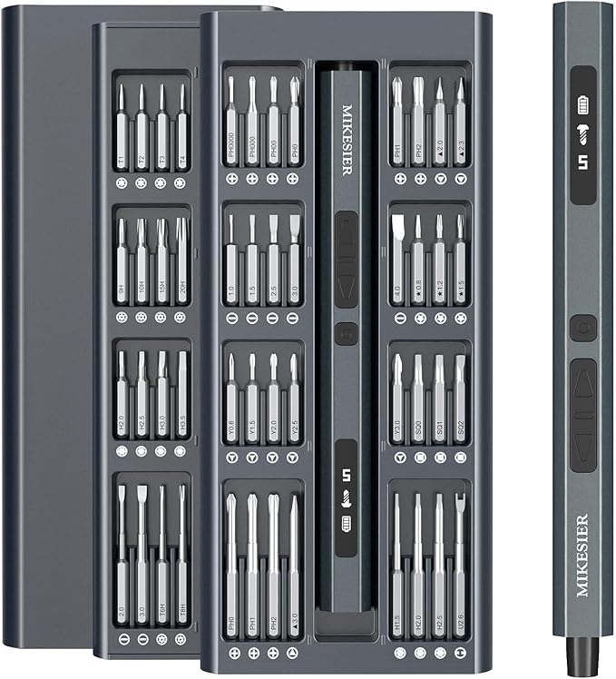 3.7V Mini Electric Screwdriver, Precision Electric Screwdriver Set, 5-Level Torque, 64 Magnetic Bits, Magnetic Storage, Portable Repair Tool Kit for Electronics Phone Camera Laptop Watch