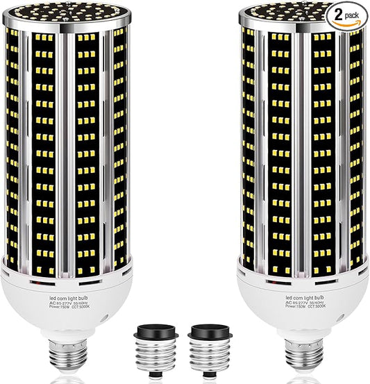 150W 2 pack LED Corn Light Bulb(1500W Equivalent ) ,Commercial Grade DayLight 5000K E26/E39 22900LM Medium Mogul Base LED Lamp,Large Area Lights For Outdoor Indoor Garage Warehouse Factory Bay Light