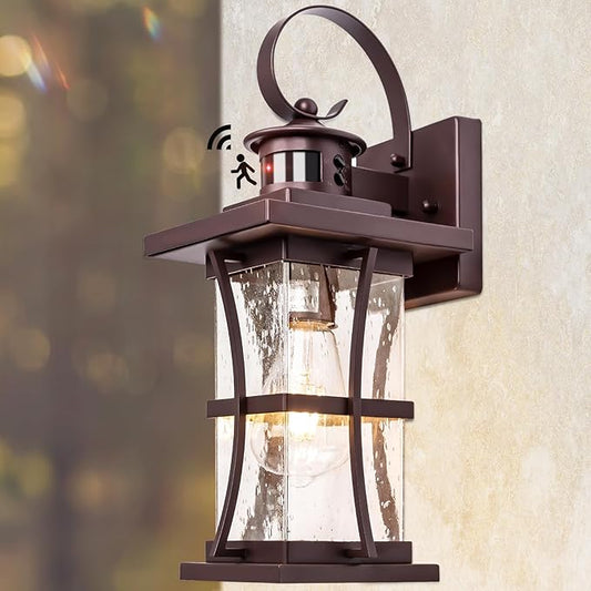 Large Oil Rubbed Bronze Motion Sensor Outdoor Lights 15.5inch - Dusk to Dawn Outdoor Lighting, Waterproof Porch Lights Outdoor Wall Sconce, Exterior Light Fixtures for House, Garage Anti-Rust