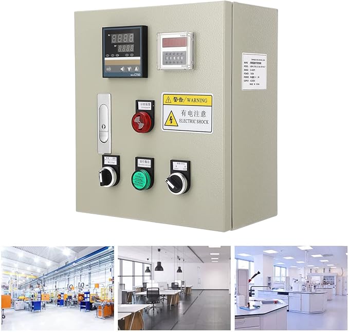 PID Temperature Controller Kit Voltage AC 100~240V with SSR 40DA Solid State Relay,K Type Thermocouple Sensor and Black Heat Sink,3 Phase 15KW High Accuracy Digital Display Smart Temp Control Box 380V