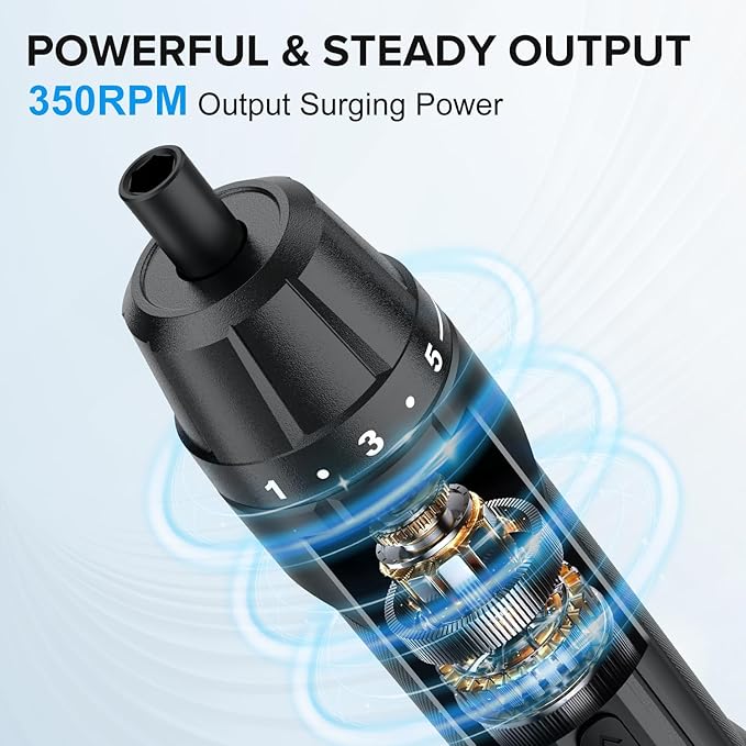 PECHAM 3.6V 2000mAh Cordless Screwdriver,Electric Screwdriver,350 RPM&5 Torque 5Nm,TYPE-C Charging, 8 Pcs Bits for Home Repairs,Portable Compact Design,Gifts for Men Him Dad Boyfriend