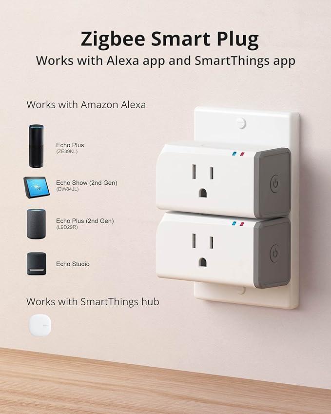SONOFF Zigbee Smart Plug with ETL Certified, S31 Lite 15A Smart Outlet, Zigbee Repeater, Works with SmartThings and Amazon Echo Plus, Hub Needed for Amazon Alexa 5Pack